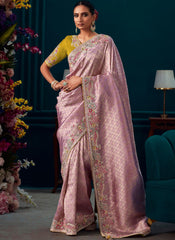 Purple and Yellow Kanjivaram Soft Silk Saree