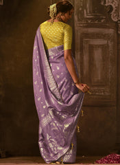 Woven Purple and Yellow Silk Saree