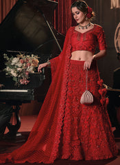 Red Heavy Bridal Lehenga Choli