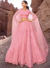 Graceful Pink Party Wear Net Lehenga Choli