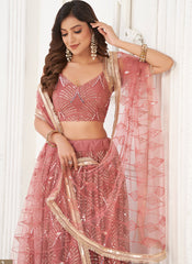 Blush Pink Embroidered Wedding Lehenga Choli