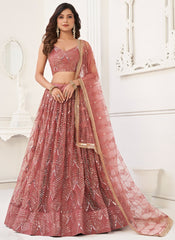 Blush Pink Embroidered Wedding Lehenga Choli