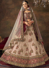 Off-White Silk Bridal Lehenga Choli