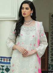 White and Pink Georgette Pakistani Style Suit