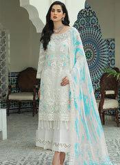 White and Blue Georgette Pakistani Style Suit