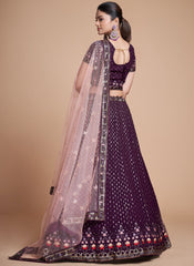 Wine Sequence Embroidery Wedding Lehenga Choli