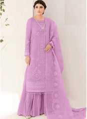 Lilac Embroidered Organza Pakistani Style Suit