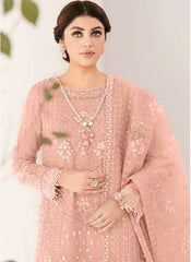 Peach Embroidered Organza Pakistani Style Suit