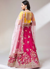 Pink And Yellow Multi Embroidery Lehenga Choli Set