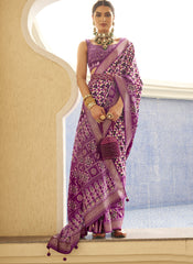 Purple Saree In Superior V.P. Silk With Aqua Finish For Wedding & Party