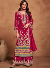 Rani-Magenta Embroidered Chinon Pakistani Style Suit