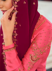 Pink and Magenta Straight Cut Suit with Sharara