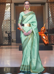 Majestic Green Woven Silk Saree