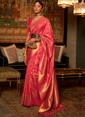 Woven Pink Silk Saree