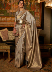 Woven Silver Silk Saree