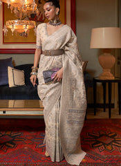 Pastel Cream Kashmiri Modal Silk Saree