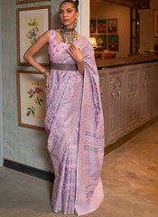 Pastel Lilac Kashmiri Modal Silk Saree