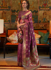 Purple Woven Silk Saree
