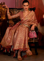 Woven Copper Handloon Silk Saree