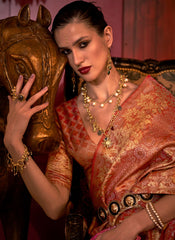 Woven Copper Handloon Silk Saree