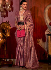 Woven Purple Handloon Silk Saree