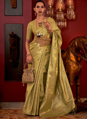 Woven Green Handloon Silk Saree