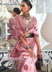 Pink Heavy Kashmiri Handloom Weaved Saree