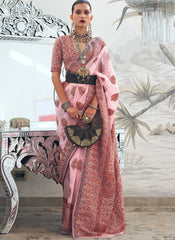 Pink Heavy Kashmiri Handloom Weaved Saree