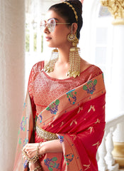 Woven Red Silk Saree