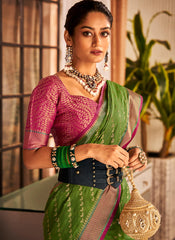 Green Banarasi Silk With Weaving