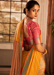 Sunglow Yellow  Banarasi Silk Golden Weaving Saree