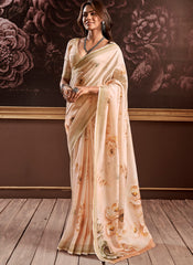 Cream Handloom Silk Saree