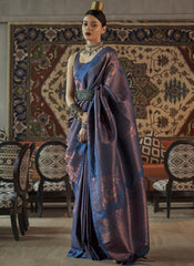 Woven Blue Partywear Silk Saree - nirshaa