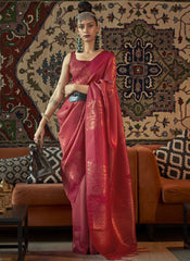 Woven Red Partywear Silk Saree - nirshaa