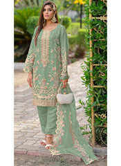 Sea Green Ready to Wear Organza Pakistani Style Suit
