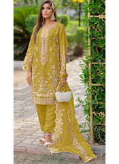 Mustard Yellow Ready to Wear Organza Pakistani Style Suit