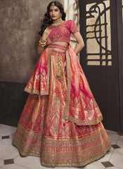 Peach and Rani Silk Bridal Wear