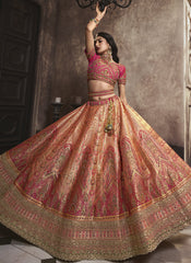 Peach and Rani Silk Bridal Wear