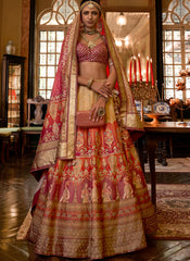 Shaded Multicolor Silk Bridal Lehenga Choli