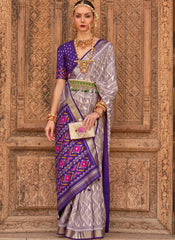 Beautiful Violet weaved Silk Saree