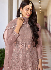 Mauve Embroidered Net Salwar Kameez