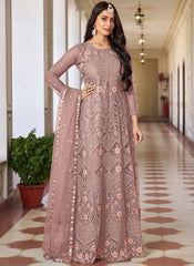 Mauve Embroidered Net Salwar Kameez