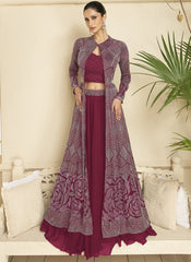 Magenta Party Wear Indowestern Outfit