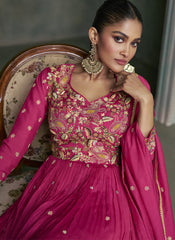 Rani Embroidered Premium Silk Anarkali Style Suit