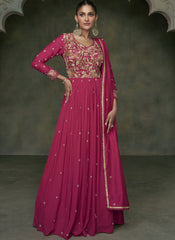 Rani Embroidered Premium Silk Anarkali Style Suit