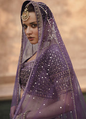 Stunning Purple Lycra Crystal Silk Bridal Lehenga Choli