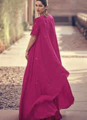 Rani-Magenta Ready to Wear Chinon Silk Suit with a Jacket