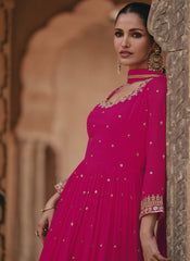 Rani-Magenta Embroidered Ready to Wear Georgette Anarkali Suit