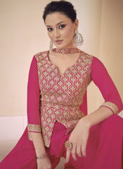 Pinkish Red Ready to Wear Indowestern Outfit