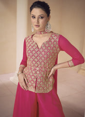 Pinkish Red Ready to Wear Indowestern Outfit